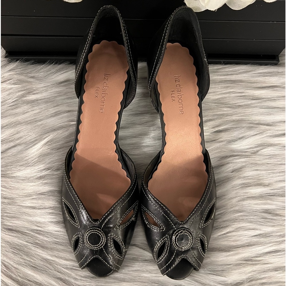 Liz Claiborne Flex 👠 Womens Black Open Toe High Heels